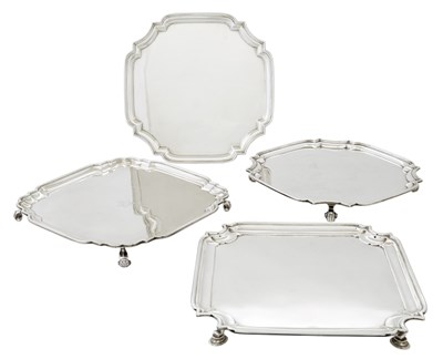 Lot 1042 - Four Sterling Silver Salvers Various makers,...