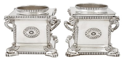 Lot 1030 - Pair of Regency Sheffield Plate Wine Coolers...