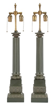 Lot 214 - Pair of French Bronzed Metal Fluid Lamps Of...