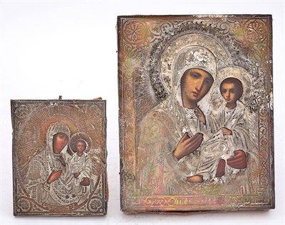 Lot 70 - Two Russian Silver Icons of the Mothers of God...