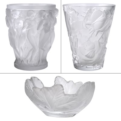 Lot 267 - Group of Three Lalique Molded Glass Articles...