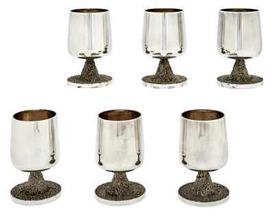 Lot 217 - Set of Six English Sterling Silver Parcel Gilt...