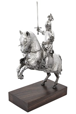 Lot 1039 - Sterling Silver Model of a Knight on Horseback...