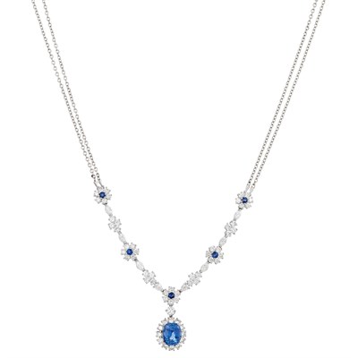 Lot 189 - Platinum, Sapphire and Diamond Necklace