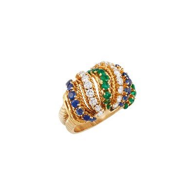 Lot 31 - Gold, Diamond, Emerald and Sapphire Ring