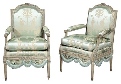 Lot 1188 - Pair of Louis XVI Painted Fauteuils a la Reine...