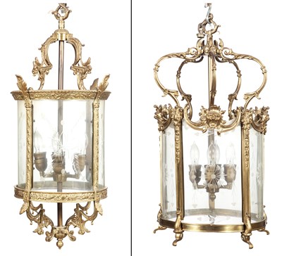 Lot 204 - Two Gilt-Metal Hall Lanterns Height of larger...