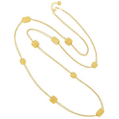 Lot 136 - Roberto Coin Long Double Strand Gold Chain Necklace