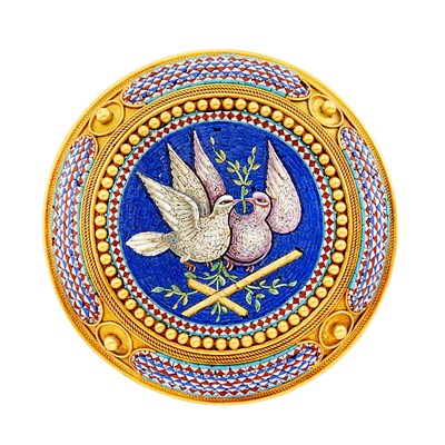Lot 128 - Antique Gold and Micromosaic Brooch