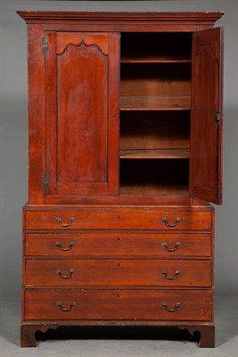 Lot 223 - Chippendale Cherry Linen Press Probably New...