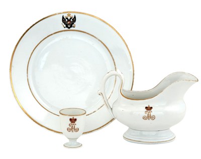 Lot 49 - Russian Porcelain Sauce Boat and Egg Cup from...