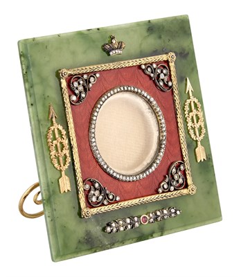 Lot 86 - Fabergé Style Jeweled Silver-Gilt, Guilloché...