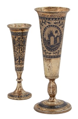 Lot 59 - Two Russian Silver-Gilt and Niello Flutes...