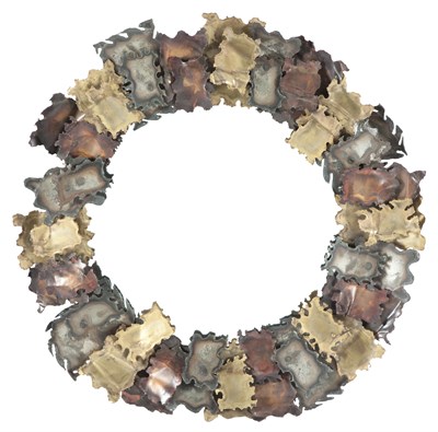 Lot 254 - Brutalist Torch Cut Patinated Metal Mirror...