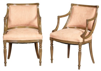 Lot 15 - Pair of Empire Style Painted Armchairs Height...