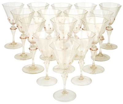 Lot 23 - Set of Twelve Venetian Glass Water Goblets...