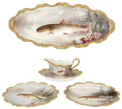Lot 189 - Limoges Porcelain Fish Service Comprising...