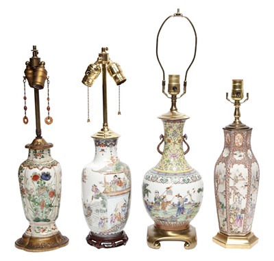 Lot 36 - Group of Four Chinese Porcelain Lamps Height...