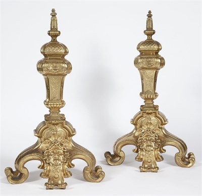 Lot 132 - Pair of Louis XIV Style Gilt-Metal Chenets...