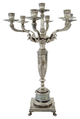 Lot 1059 - Italian Empire Style Silver Seven-Light...