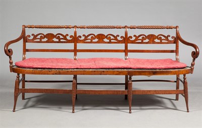 Lot 278 - Classical Figured Maple Settee Pennsylvania,...