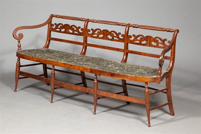 Lot 278 - Classical Figured Maple Settee Pennsylvania,...