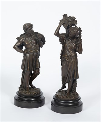 Lot 315 - Pair of French Patinated Bronze Figures of a...