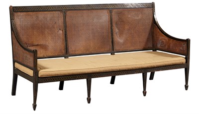 Lot 1119 - George III Black-Painted and Parcel-Gilt Caned...