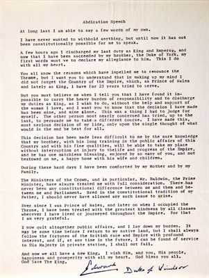 Lot 144 - EDWARD, DUKE OF WINDSOR Signed typed copies of...