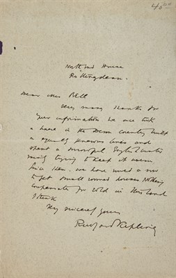 Lot 84 - KIPLING, RUDYARD Group of letters and...