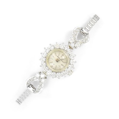 Lot 179 - Mathey Tissot White Gold and Diamond Wristwatch