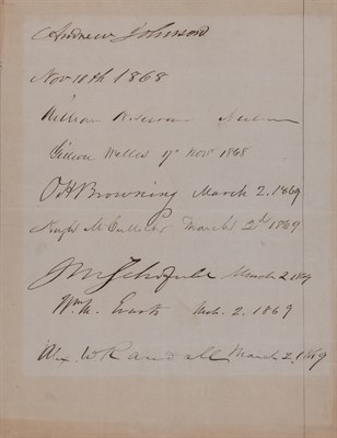 Lot 28 - [JOHNSON, ANDREW & CABINET] Sheet signed by...