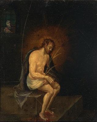 Lot 14 - Flemish School 17th Century Christ in Prison...