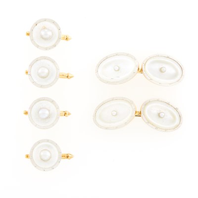 Lot 1241 - Antique Gold, Mother-of Pearl and Pearl Dress Set