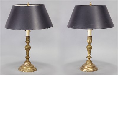 Lot 137 - Pair of Dutch Rococo Style Brass Candlestick...