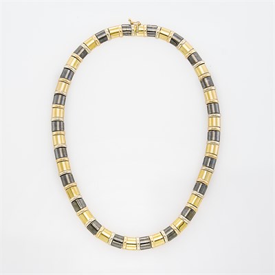 Lot 248 - Chimento Tricolor Gold and Oxidized Silver Necklace