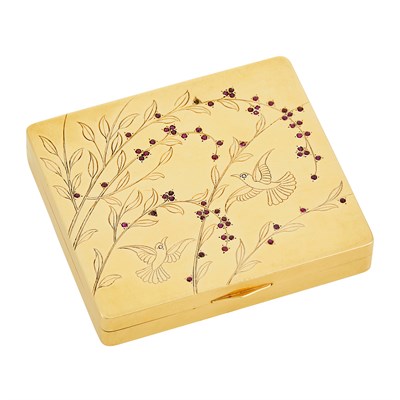 Lot 27 - John Rubel & Co. Gold, Ruby and Diamond Compact
