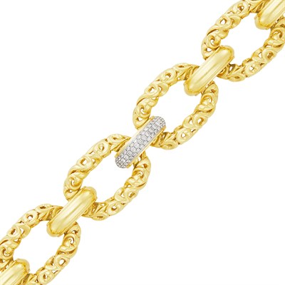 Lot 102 - Charles Krypell Gold and Diamond Link Bracelet