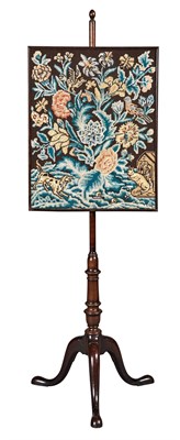 Lot 189 - George II Style Mahogany and Needlework Pole...