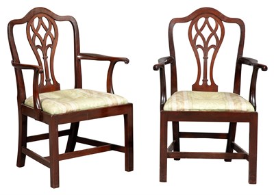 Lot 218 - Pair of George III Mahogany Open Armchairs...