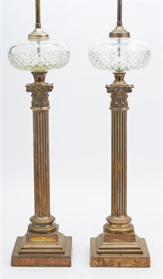 Lot 251 - Pair of Silver Plated Metal and Cut Glass...