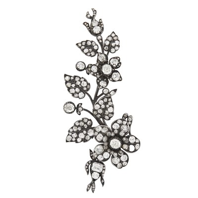 Lot 67 - Antique Silver, Gold and Diamond Flower Brooch
