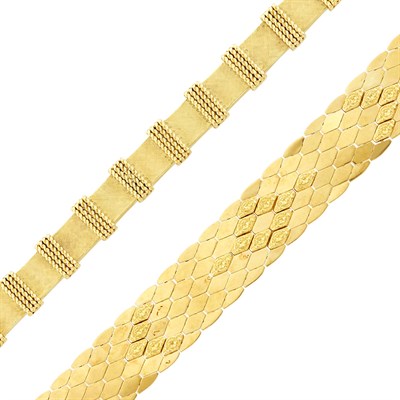 Lot 1078 - Two Gold Bracelets