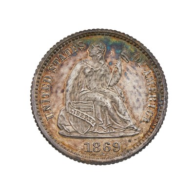 Lot 42 - United States 1869 Half Dime Proof Lovely...