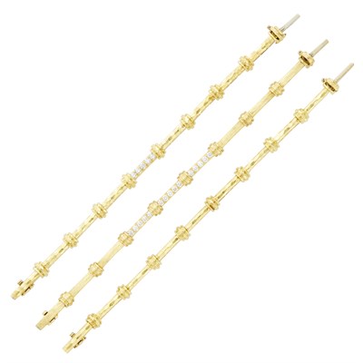 Lot 118 - Henry Dunay Three Gold and Diamond Bracelets