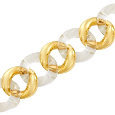 Lot 186 - Seaman Schepps Gold and Rock Crystal Curb Link Bracelet