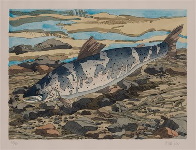 Lot 190 - Neil Welliver (1929-2005) SALMON Hand-colored...