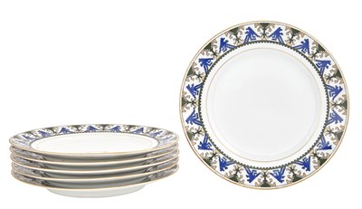 Lot 56 - Set of Six Russian Porcelain Dinner Plates...