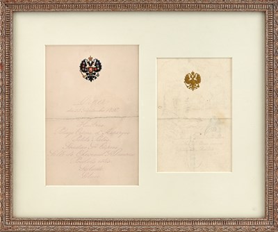 Lot 51 - Two Framed Russian Imperial Menus Late 19th...
