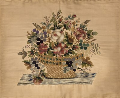 Lot 258 - Cotton and Wool on Silk Needlework Flower...